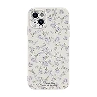 Ownest Compatible with iPhone 14 Case Vintage Floral Rose Pattern Cute Design for Women Girls Fashion Slim Soft Flexible TPU Rubber for iPhone 14-White