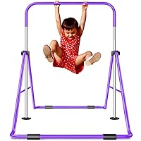 Gymnastics Bar, Kids Gymnastic Bar Home Use, Foldable and Height Adjustable Junior Training Horizontal Bars for 3-8 Years Old Child, Girls & Boys