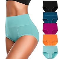OLIKEME Cotton Underwear High Waisted Panties Full Coverage Underpants Soft Strech Ladies Briefs for Women Multi Pack