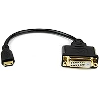 StarTech.com 8in Mini HDMI to DVI-D Adapter M/F - 8 inch Mini HDMI to DVI Cable - Connect a Mini HDMI tablet or laptop to a DVI-D display (HDCDVIMF8IN)