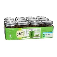 Wide Mouth Pint 16-Ounce Glass Mason Jar with Lids and Bands, 12-Count