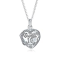 Bling Jewelry Personalized Engrave SWEET 16 Birthday Locket Necklace Hold Picture Photo Holder Engraved Flower Heart Lockets For Teen