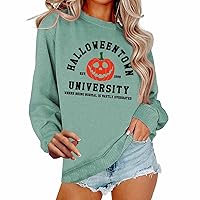 Decorative Hoodies Womens Casual Halloween Print Long Sleeve Round Neck Sweatshirt Loose Tops Sweatshirt Tall