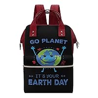Earth Day Large Capacity Shoulder Bag Waterproof Mommy Tote Bags Travel Diaper Backpack for Women