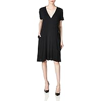 Star Vixen Women's Petite 3/4 Sleeve Fauxwrap Dress