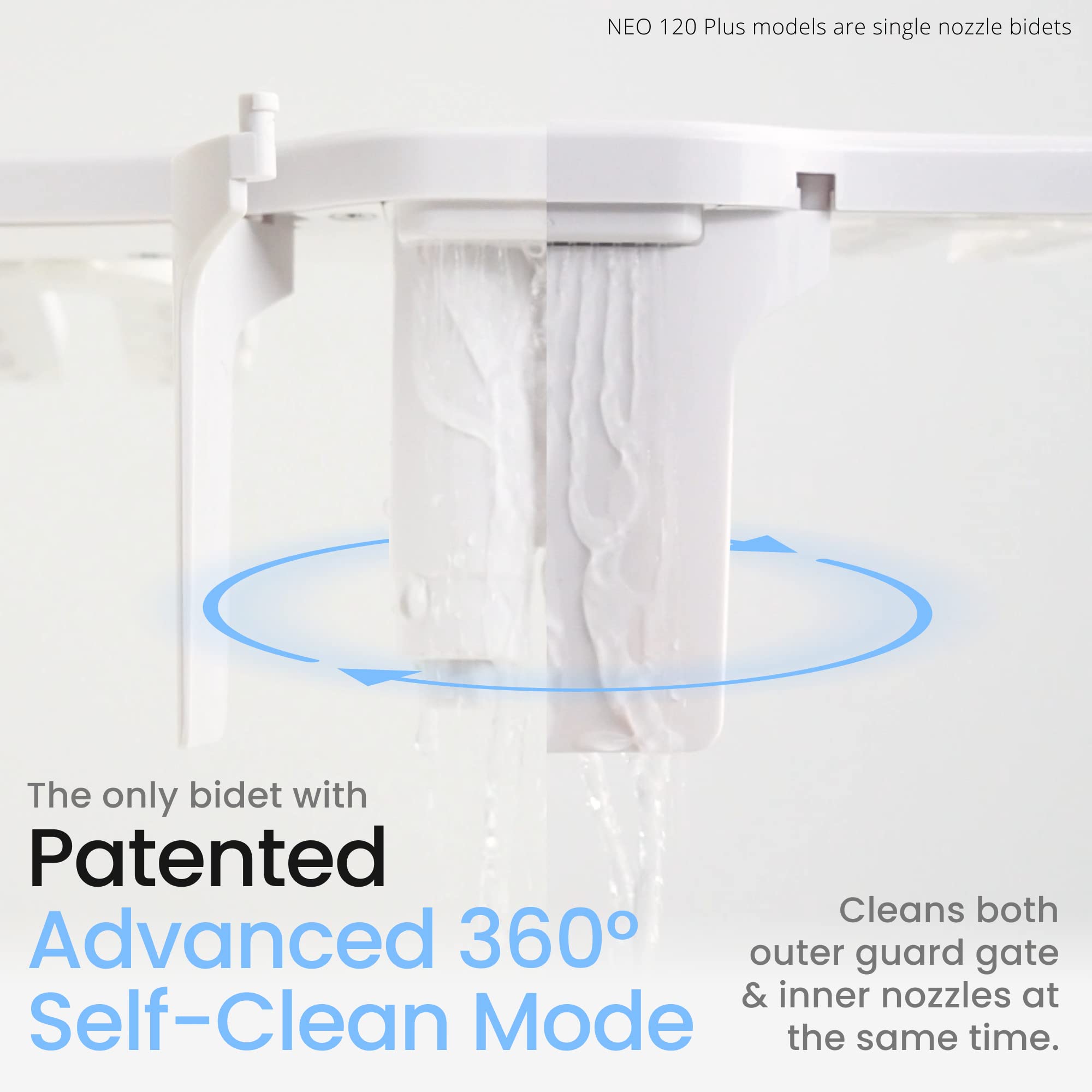 LUXE Bidet NEO 185 Plus – Next-Generation Bidet Toilet Seat Attachment with Innovative EZ-Lift Hinges, Dual Nozzles, and 360° Self-Cleaning Mode (Chrome)