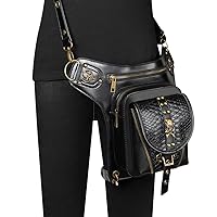 Steampunk Leather Women Waist Bag Retro Rock Drop Leg Bag Motorcycle Crossbody Shoulder Bags Skull Rivet Pouch Punk Leg Bags New