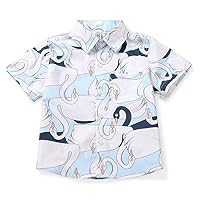 Little & Big Boy's Print Button Down Hawaiian Shirt Short Sleeve Tops