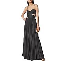 Women's Suspender Dresses - Sexy Backless Hollow Waist Solid Color Bandeau Long Dress, Classic Black Female Sleeveles