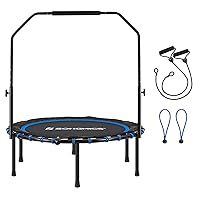 SONGMICS 40 Inches Mini Fitness Trampoline, Fitness Rebounder with Adjustable Handrail, Foldable Trampoline for At-Home Workout, Max. Load 264.6 lb