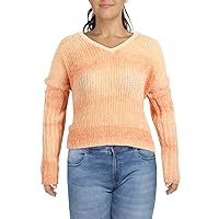 GUESS Womens Alpaca Loose-Knit Pullover Sweater Orange S