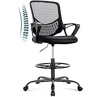 Adjustable Counter Height Office Chair, Black, Mesh