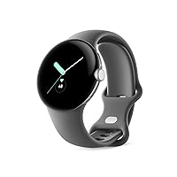 Google Pixel Watch – Android smartwatch with activity tracking – Heart rate tracking watch – Polished Silver Stainless Steel case with Charcoal Active band, WIFI/BT