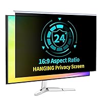 24 Inch Computer Privacy Screen for 16:9 Computer Monitor, Anti-Blue Light Monitor Privacy Screen Fliter, Anti-UV Computer Screen Privacy Shield, Hanging Type, Universal 23.6
