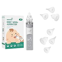 Baby Nasal Aspirator Grey with 7 Food-Grade Silicone Replacement Nozzles, Nose Sucker for Baby, Automatic Nose Sucker for Infants, Rechargeable, with Music & Light Soothing Function