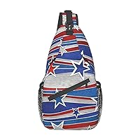 Durable Adjustable Outdoor Hiking Patriotic Stars Strips Independence Day Print Cross Chest Bag Diagonally Single Shoulder Backpack
