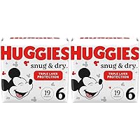 Huggies Snug & Dry Baby Diapers, Size 6 (35+ lbs), 19 Ct (Pack of 2)