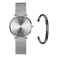 Hannah Martin Men's Watch, Waterproof, Men's Watch, Simple, Business, Father's Day, Gift, Gentleman's, Date, Week Men’s Watch (Black), Silver, Bracelet Type