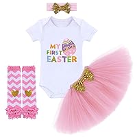 Baby Girls 1st Christmas Easter Valentine's Day Outfit Romper Tutu Skirt Headband Leg Warmers Clothes for Photo Shoot