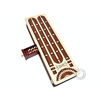 Continuous Cribbage Board/Box Inlaid in Bloodwood/Maple : 2 Track - Sliding Lid with Score Marking Fields for Skunks, Corners and Won Games