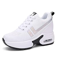 AONEGOLD Women's Wedge Sneakers Inner Heightening Walking Shoes Fashion Breathable Lightweight Air Cushion Casual Sneakers