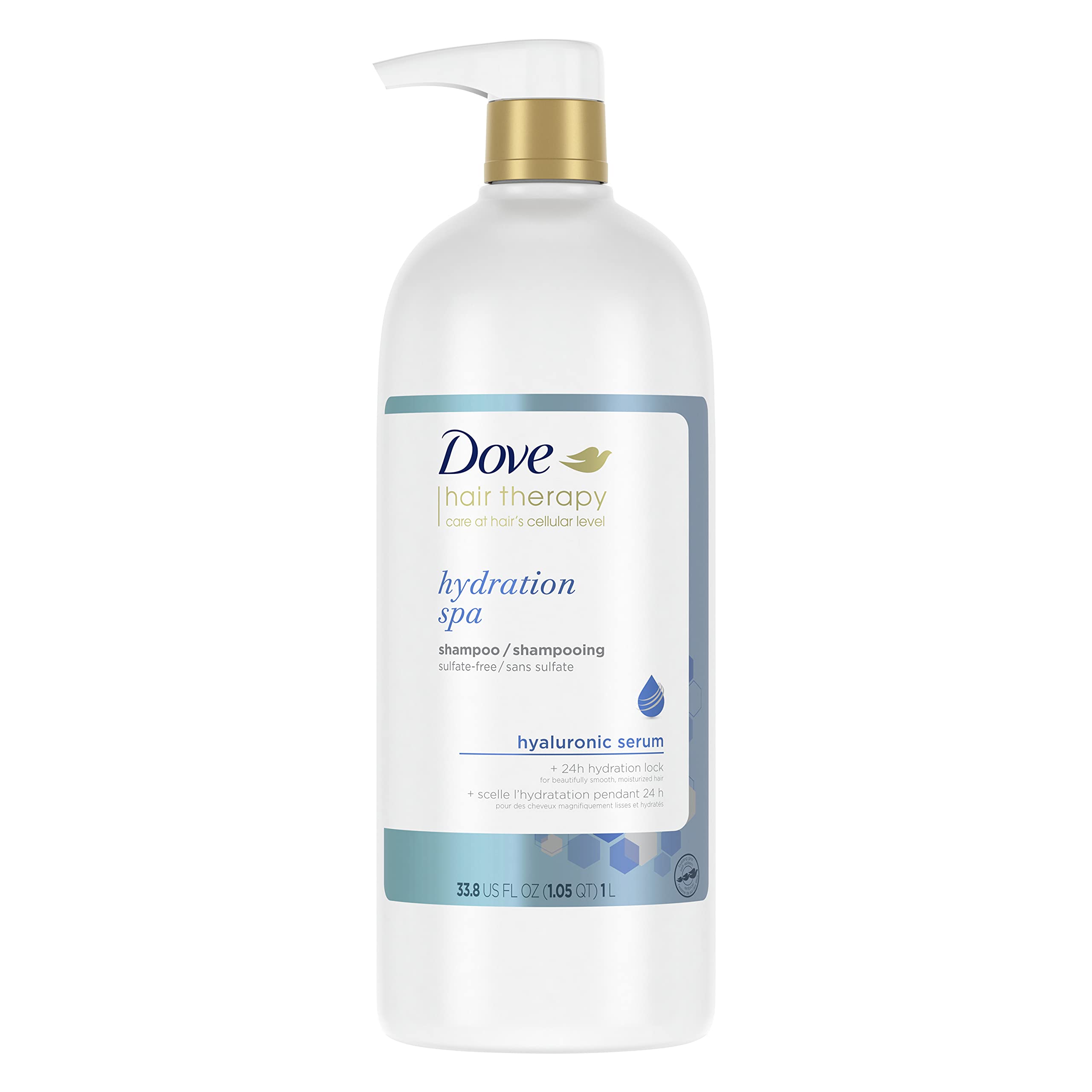 Dove Shampoo Hydration Spa for Dry Hair Hair Shampoo with Hyaluronic Serum 33.8 oz