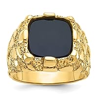 14k Gold Mens Simulated Onyx Nugget Ring Size 10.00 Jewelry for Men