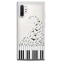 Case Compatible with Samsung S24 S23 S22 Plus S21 FE Ultra S20+ S10 Note 20 S10e S9 Melody Black Kawaii Girls Design Print Women Clear Keys Flexible Silicone Slim fit Cute Cute Piano Luxury