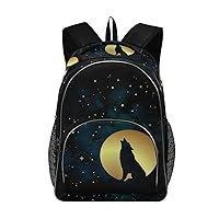 ALAZA Wolf Moon Stars Backpack Daypack Laptop Work Travel College Bag for Men Women Fits 15.6 Inch Laptop