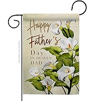Breeze Decor Happy Fathers Day in Heaven Garden Flag Gifts Lawn Remembrance Porch Outdoor Wall Tapestry Yard Sign Grave Cemetery Decor Dad Home Banner Memorial, Made in USA
