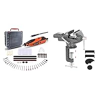 GOXAWEE Rotary Tool Kit with 180pcs Accessories and Bench Vise Bundle