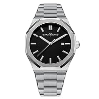 RORIOS Men's Watches Waterproof Analogue Quartz with Stainless Steel Strap Calendar Business Watch Sport Watches for Men
