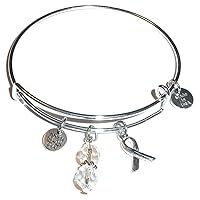 Hidden Hollow Beads Cancer Awareness (Hope for the Cure) Expandable Wire Bangle Bracelet, Comes in a GIFT BAG! (Plain (All Cancers))
