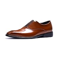 Genuine Leather Comfort Fashion Pointed-Toe Anti-Slip Slip on Loafers Dress Formal Shoes for Men Business