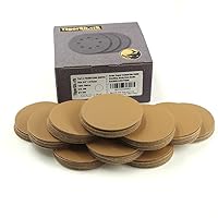 3 Inch Sanding Discs No Hole Grit 180 100pcs Pack Special Anti Clog Coating Paper Gold Line Hook and Loop Dual Action Air Random Orbital Sander Paper Very Fine