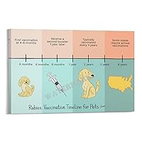 Rabies Vaccination Timeline for Pets Posters Pet Hospital Poster Canvas Painting Posters And Prints Wall Art Pictures for Living Room Bedroom Decor 20x30inch(50x75cm) Frame-style