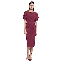 Women's Boat Neck Flutter Sleeve Dress Occasion Event Guest of