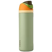 FreeSip Insulated Stainless Steel Water Bottle with Straw for Sports and Travel, BPA-Free, 24-oz, Orange/Green (Camo Cool)