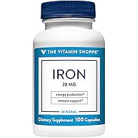 Iron 28G, Well Absorbed Forms of Iron, Supports Immune Health & Energy Production, Essential Mineral, Once Daily (100 Capsules)