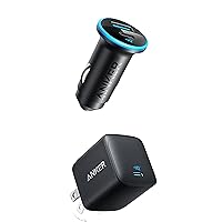 USB C Car Charger Adapter(52.5W), Anker 323 Compact Car Phone Charger with USB C Charger 33W, Anker 323 Charger, 2 Port Compact Charger with 45W Charger