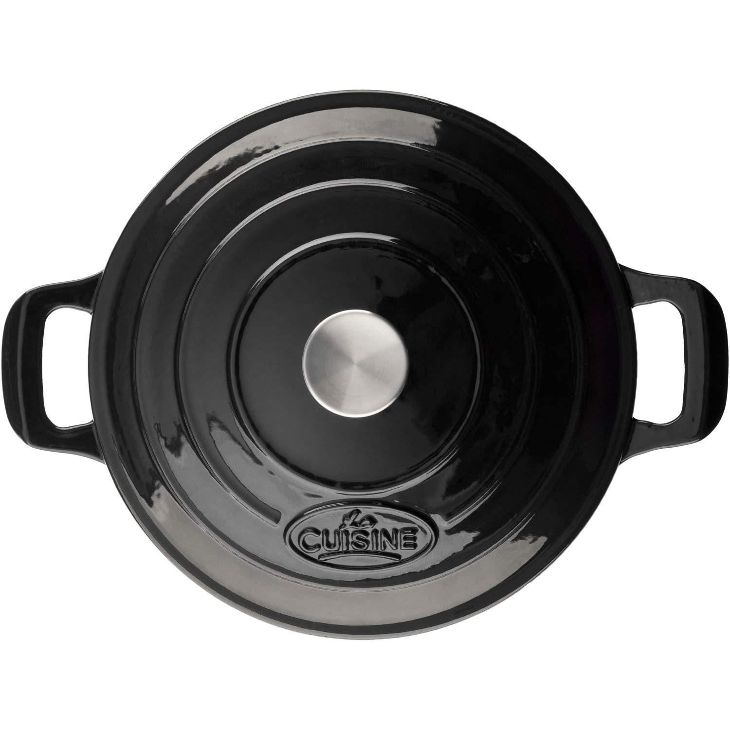 La Cuisine Casserole with Enamel Finish, Black Round 5 Qt. Cast Iron, 5 quart