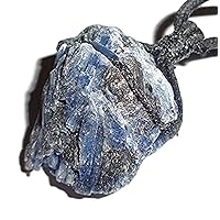 Dijkoo (Sublime Gifts) - Raw Blue Kyanite Rough Natural Multi Point Cluster Crystal Healing Gemstone Wrapped Pendant with Soft Cord 22