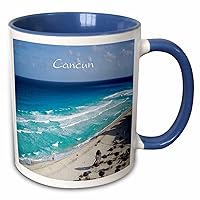 3dRose Image Of Beach At Cancun Mexico, Blue Mug, 11 oz