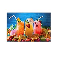 Posters Colorful Fruit Smoothie Juice Ripe Healthy Dessert Store Poster Fruit Store Canvas Wall Art Canvas Wall Art Picture Modern Office Family Bedroom Living Room Decor Aesthetic Gift 20x30inch(50x7