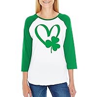 Threadrock St Patricks Day Shamrock Heart Unisex Raglan T-Shirt