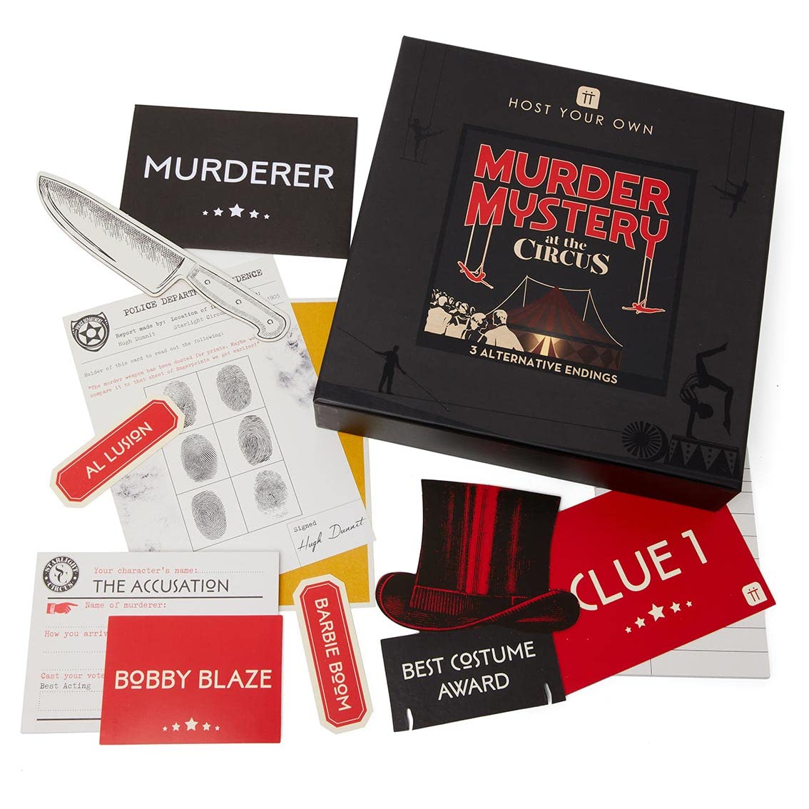 Talking Tables Circus Murder Mystery Game at Home Host Your Own Games Night and Solve The Crime for Dinner Party, Birthday, Entertainment for Adults, Teenagers,