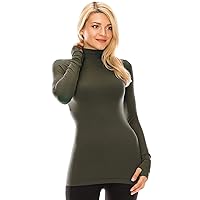 Womens Long Sleeve Mock Neck Warm T-Shirt, UV Protective Fabric UPF 50+ (Made with Love in The USA)