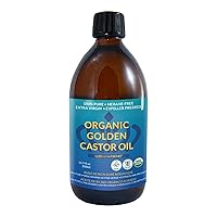 Organic Golden Castor Oil - 500mL (16.9oz) | 100% Pure & Expeller Pressed for Hair, Skin & Digestion | Hexane Free | USDA Certified