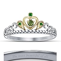 925 Sterling Silver 14K Gold Plated Princess Crown Ring