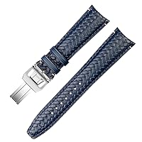 For IWC IW344205 Portuguese Chronograph Pilot Portofino Folding Buckle Strap 22mm Woven Cowhide Leather Watchband
